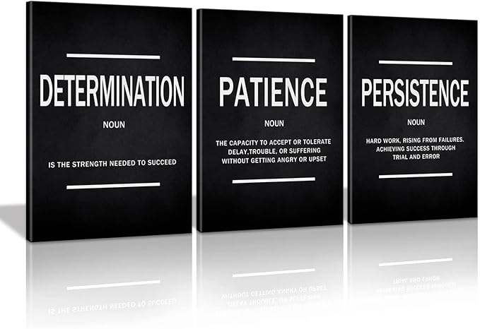 KAWAHONE Inspirational Quotes Wall Art, Motivational Determination Patience