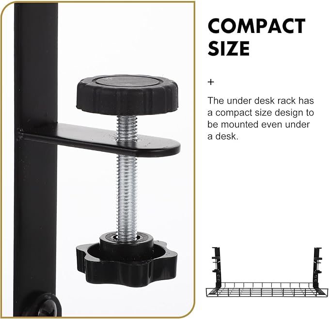 Under Desk Cable Management Tray No Drill Cord Organizer Holder Large Capacity Wire Rack for Office Desk Cable Storage 500Mm Black