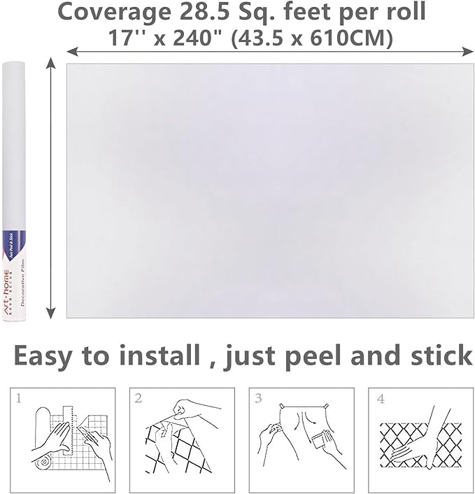 Arthome 23.6"x200" White Contact Paper, Peel and Stick Matte Wallpaper