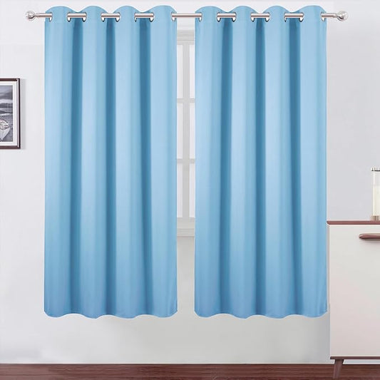 LEMOMO Blackout Curtains 66 x 72 Inch Long Sky Blue Curtains Set of 2 Panels