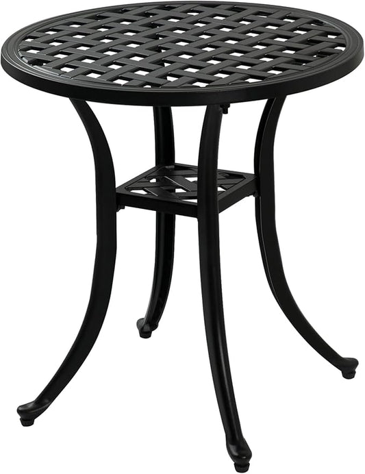 Outdoor Cast Aluminum Side Table End Table for Patio, Backyard, Pool, Indoor Companion, Easy Maintenance and Weather Resistant, Blackâ¦
