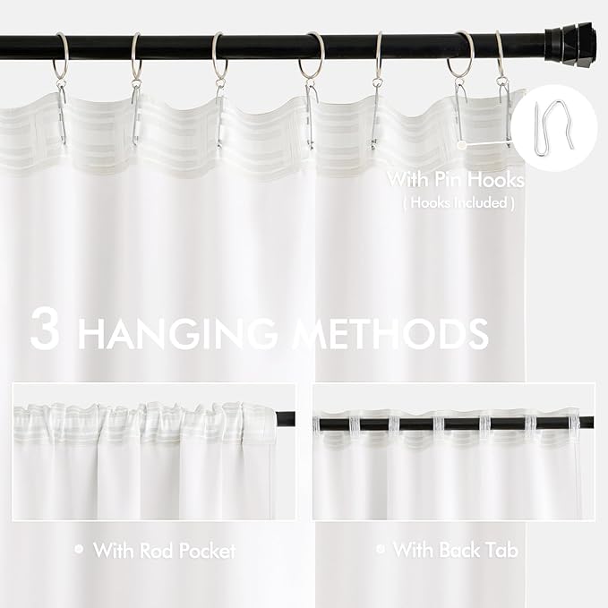 MIULEE Pure White Back Tab Blackout Curtains 84 Inch Length 2 Panels Set