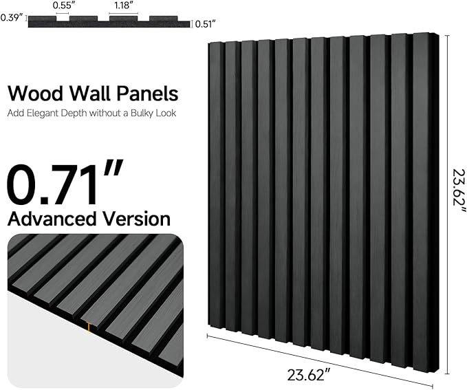 Acoustic Panels 4 Pack Self-Adhesive Upgrade, 23.62"X23.62" Sound Proof Wall