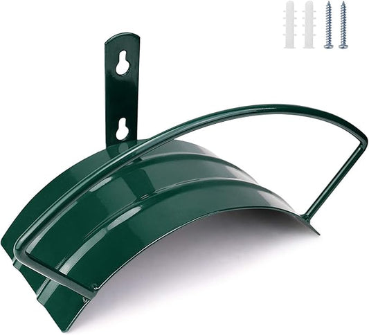 Eastrans Deluxe Wall Mount Garden Hose Hanger Duty Metal Hose Holder Easily Holds 125 3/4ââ Hose Solid Steel Extra Bracing Forest Green