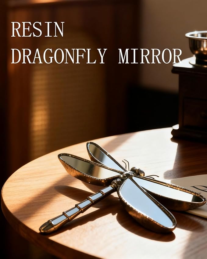 Dragonfly Wall Mirror Decor, Butterfly Art Wall Mirrors, Retro Gold Resin