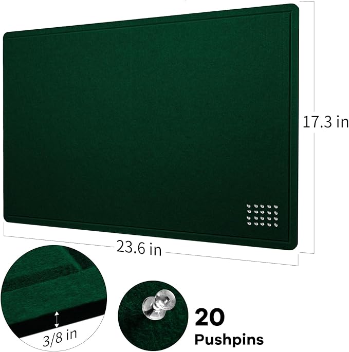 Bulletin Board, 24 x 18 inches Felt Board Decorative Pin Board, Cork Board