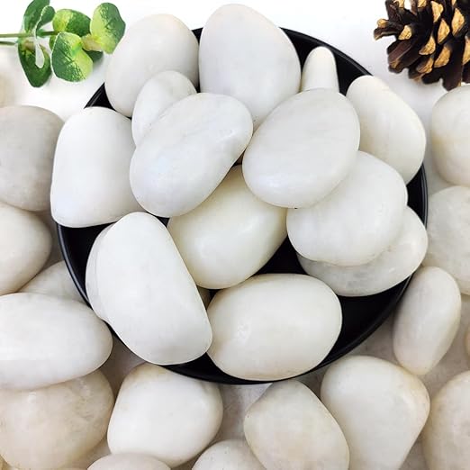 YISZM 20lbs White River Rocks for Landscaping, 2-3 Inch Natural Pebbles for Indoor Plants, High Polished Decorative Stones Vase Filler Fish Tank Aquariums Garden Outdoor and Indoor DIY