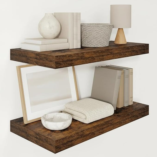 Vivelove 12" Deep Floating Shelves Over Toilet, Farmhouse Rustic Shelves