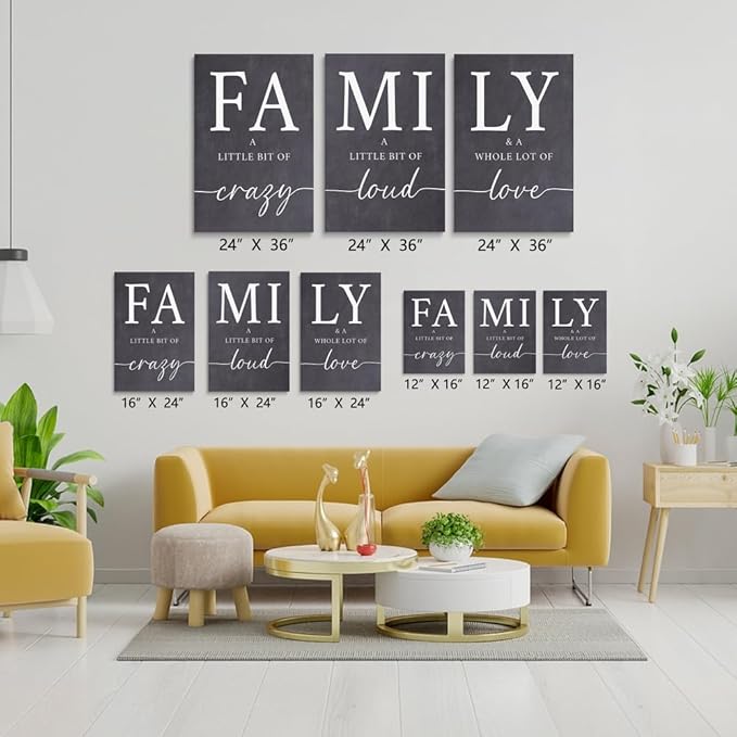 GUBIYU Gray Family Wall Art Set of 3 20"X28" Modern Farmhouse Decor