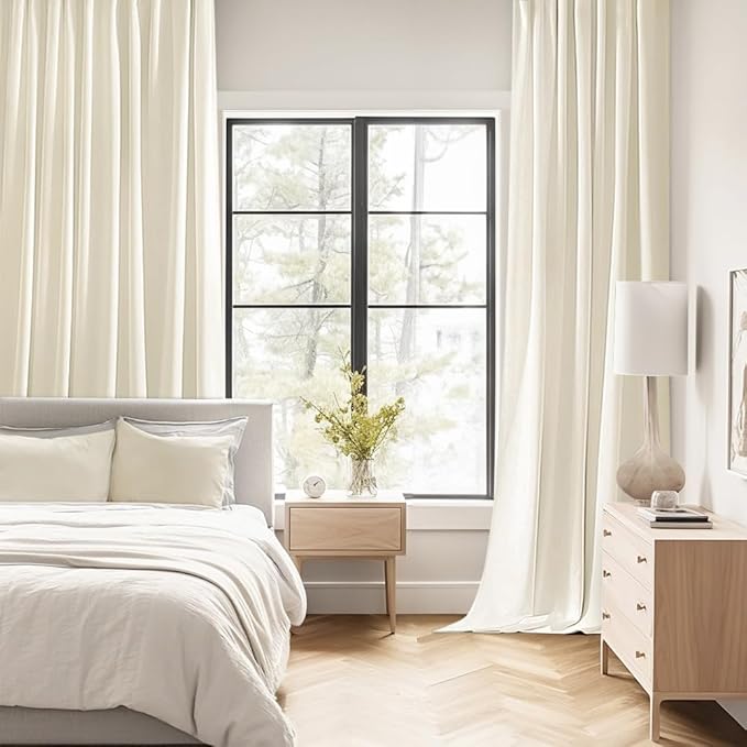 MIULEE Birch Back Tab Blackout Curtains 120 Inch Long 2 Panels Set