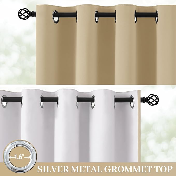 Yakamok 100% Blackout Curtain Panels 96 inches Cold and Light Blocking Drapes