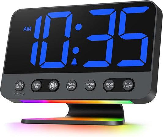 Odokee Digital Alarm Clocks for Bedrooms: Large Bold Number 5 Brightness Dimmer