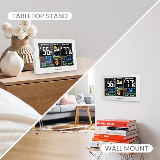 Newentor Weather Station Wireless Indoor Outdoor Thermometer, Color Display