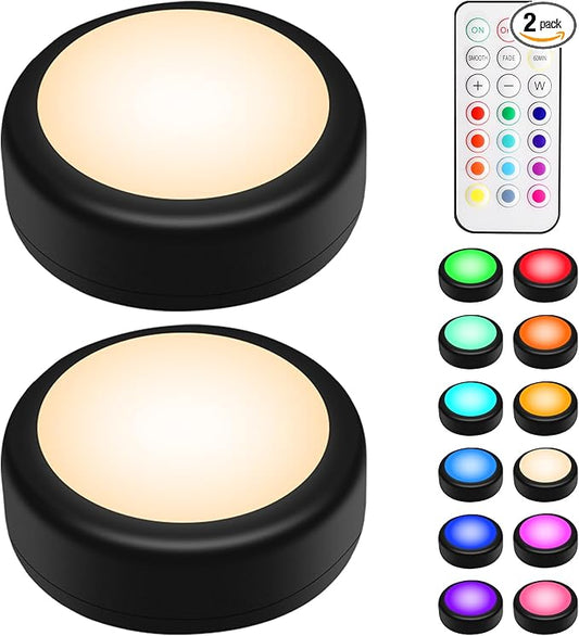 BLS LED Puck Lights with Remote Control, Wireless Under Cabinet & Closet