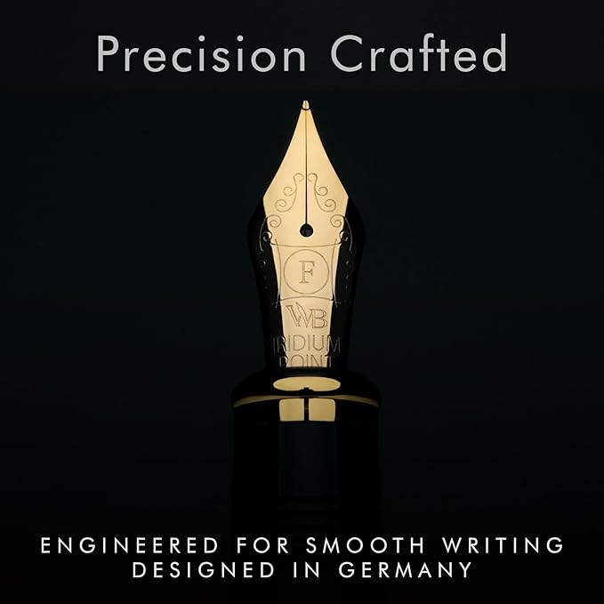Wordsworth & Black Majesti Fountain Pen-(Black), Luxury Case, 24K Gold Finish; 18K Gilded Fine Nib-Ink Cartridges, Refillable Ink Converter-Calligraphy Pen-Best Business Gift Set for Men & Women
