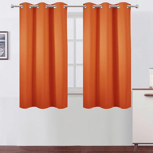 LEMOMO Orange Blackout Curtains 42 x 54 Inch Length Set of 2 Panels Grommet