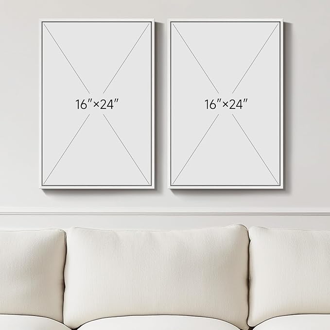 White Framed Blue and Gold Abstract Canvas Wall Art