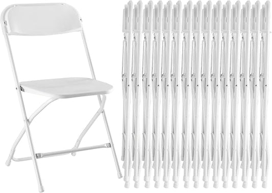 Sweetcrispy Folding Chair 16 Pack, Plastic Foldable Chairs with 330-Pound Capacity, Sturdy Metal Portable Chair, Easy to Use and Store, Outdoor and Indoor, for Home, Office, Party, Comfy, White