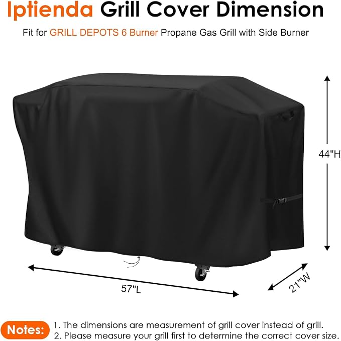 Grill Cover for Grill DEPOTS 6 Burner Propane Gas Grill, 57inch Outdoor Grill Cover Waterproof for BBQ Grill with Side Burner, Electric Grills, Outdoor Cooking Kitchen-57 L x 21" W x 44" H
