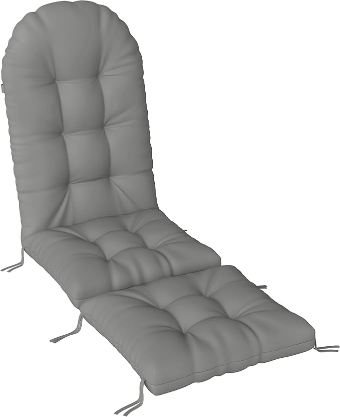 Adirondack Chair Cushion with Ottoman, Folding Adjustable Adirondack Seat Cushions, Waterproof Adirondack Patio Chair Pads for Garden, Deck, or Poolside, Large-Gray-1