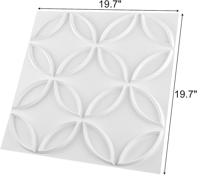 Art3d PVC 3D Wall Panel Interlocked Circles in Matt White Cover 32 Sq.ft