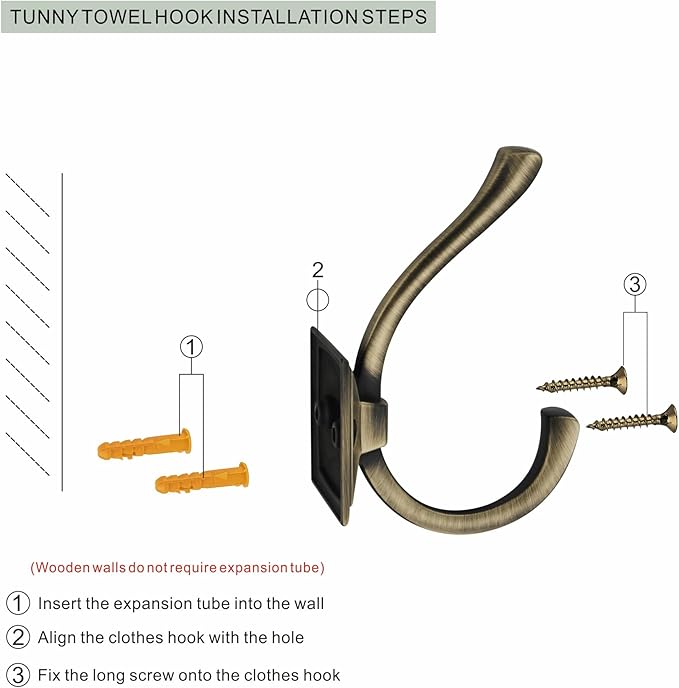 TUNNY 5 Pack Antique Design Wall Hanging Coat Hooks