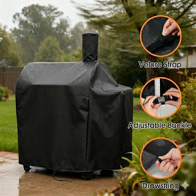 Grill Cover for Nexgrill 810-0071 Oakford 1150 Reverse Flow Offset Smoker Charcoal Grill, Waterproof Outdoor BBQ Griddle Cover, Fade-Resistant UV Resistant All Weather Protection