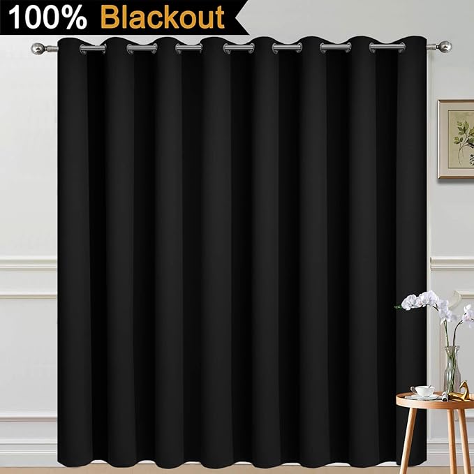 Yakamok 100% Blackout Sliding Door Curtains, Thermal Insulated Grommet Full