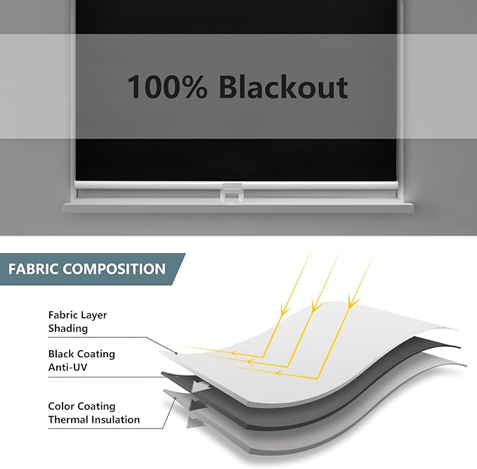 AOSKY Cordless Roller Shades Blackout Blinds
