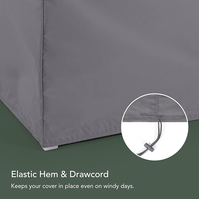 Covermates Elite Outdoor Patio Sofa Cover – Water-Resistant 300D Polyester, Double-Stitched Seams, Elastic Hem, Auto-Locking Drawcord & Mesh Vent for Moderate Weather, 48W x 26D x 34H, Charcoal