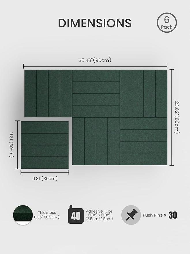 Bumusty Large Cork Board Alternative-36 x 24" Felt Bulletin Board Tiles