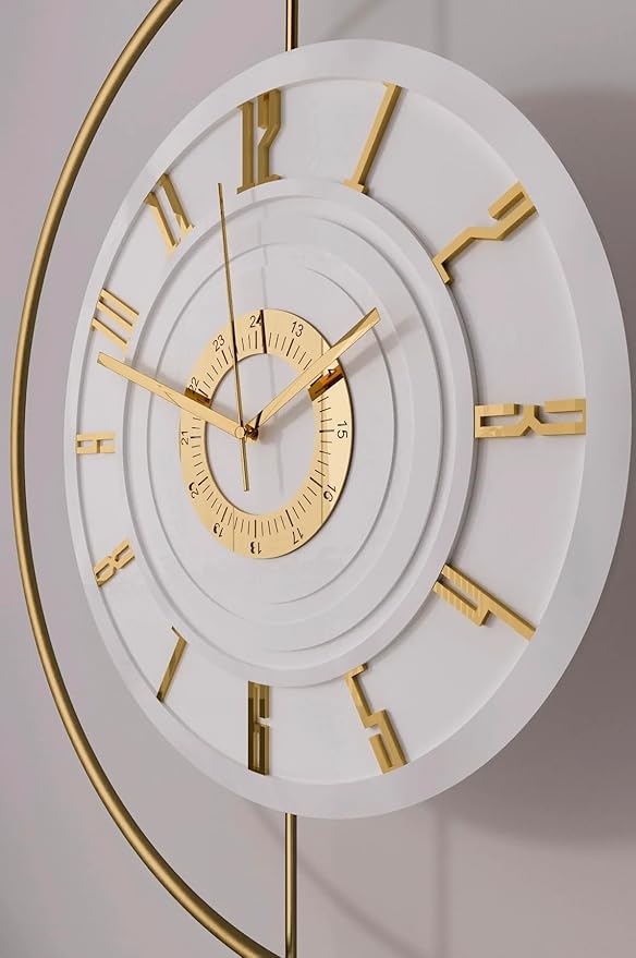 Large Luxury LED Backlit Wall Clock – Pendulum Roman Numeral Metal Ring