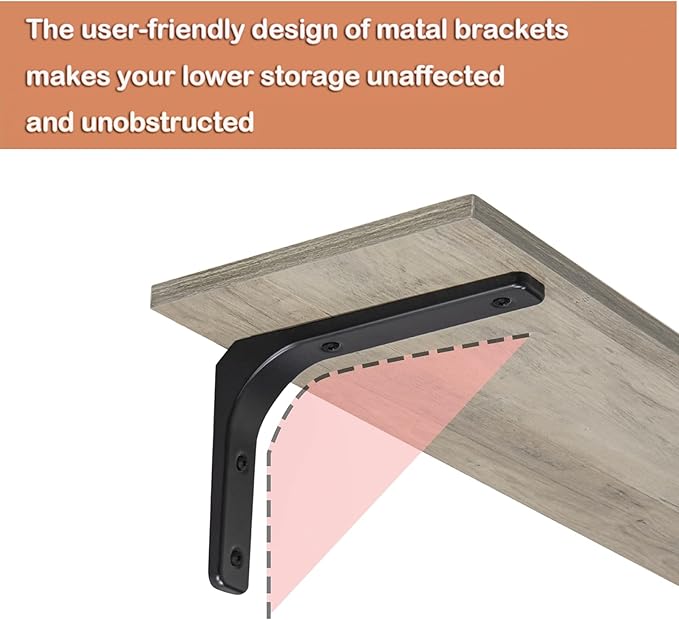 DINZI LVJ Long Wall Shelves, 23.6 Inch Wall Mounted Shelves Set of 2,