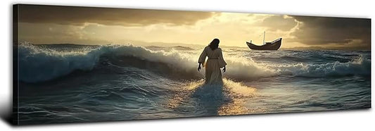 Jesus Walking on Water Wall Art Christian Picture Wall Decor
