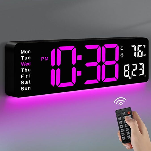 MASHI Digital Wall Clock, Auto-Dimming Wall Clock
