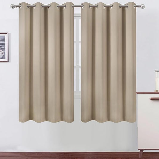 LEMOMO Khaki Blackout Curtains 52 x 63 Inch Length/Set of 2 Curtain