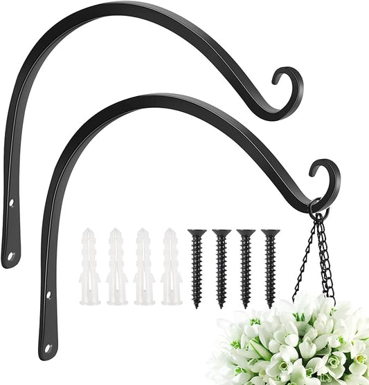 FEED GARDEN 2 Pack 14 Inch Hanging Plant Bracket Wall Hooks Decorative Plant