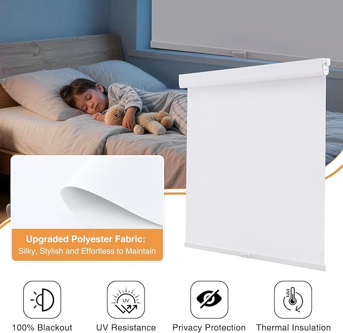 AOSKY No Drill Cordless Blackout Roller Shades