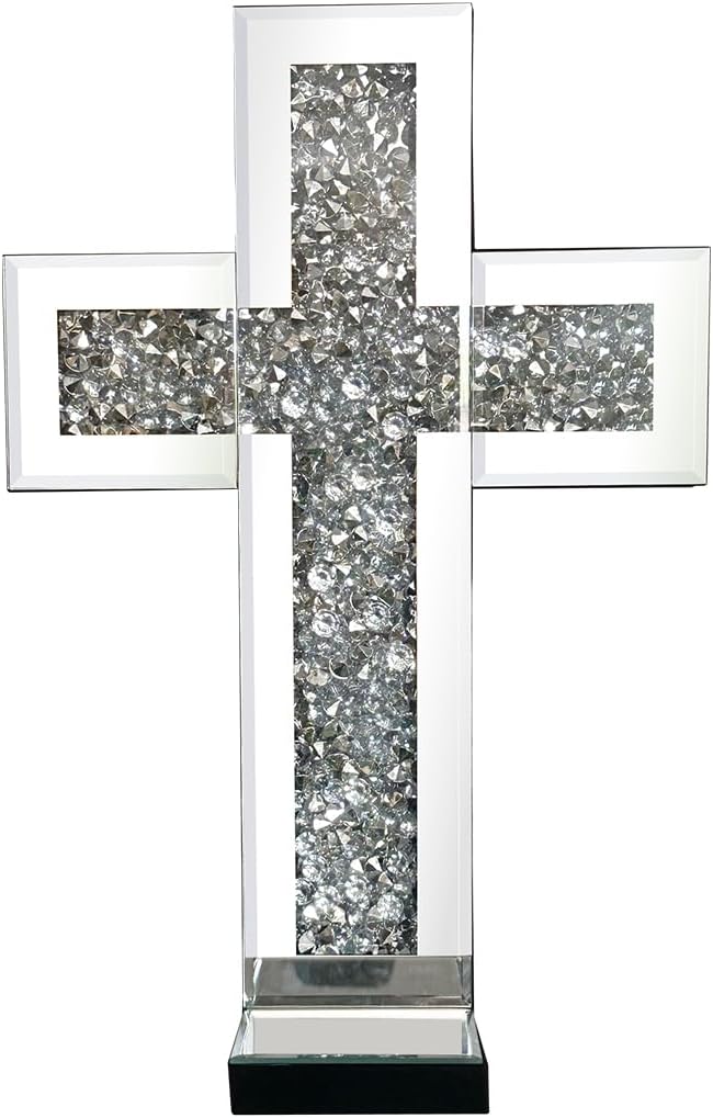 Aeveco Crystal Crush Diamond Mirrored Candle Sconces, Wall Decoration