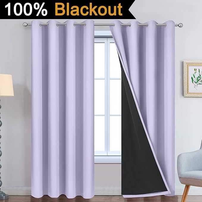 Yakamok 2 Thick Layers 100% Completely Blackout Window Curtains, Thermal