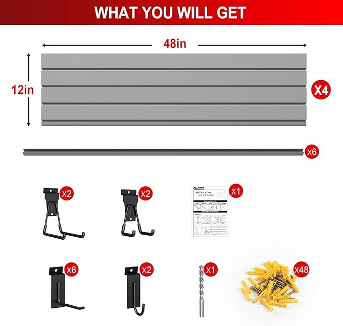 4'H x 4'W Slatwall Panel Garage Wall Organizer