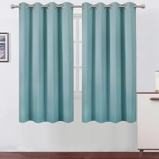 LEMOMO Stone Blue Blackout Curtains 52 x 63 Inch Length/Set of 2 Curtain