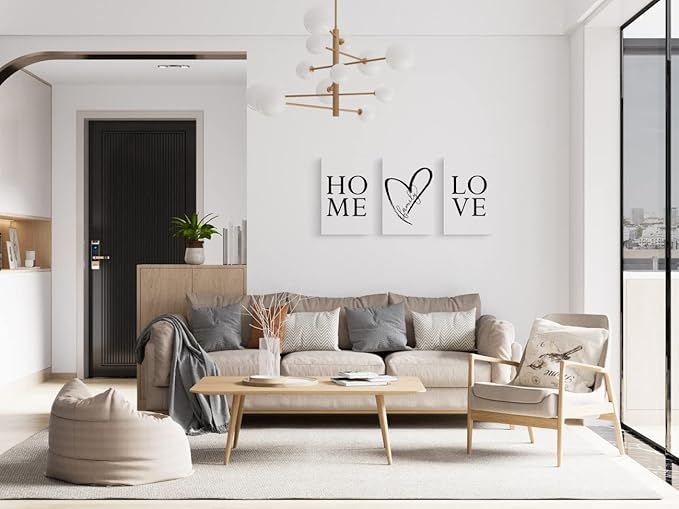 GUBIYU Home Love Wall Decor Set of 3 Prints Modern Black and White Wall Art