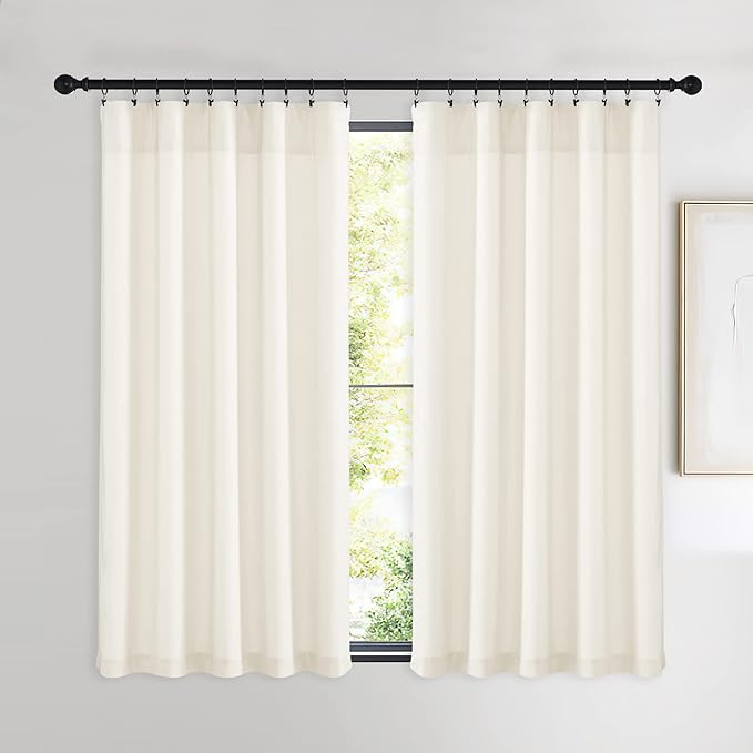 NICETOWN Ivory White Velvet Curtains 54" Length 42" Wide, Light Dimming Thermal