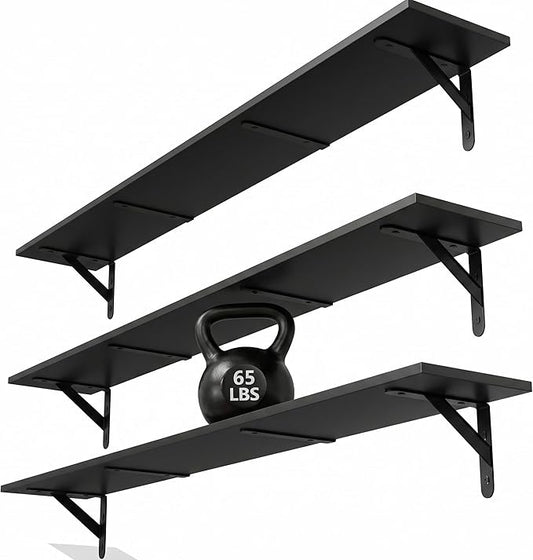 WOPITUES Floating Shelves for Wall 48″W x 8″D, Long Wall Mounted Shelves Set of