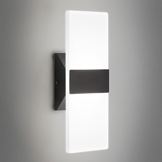 12 Inch Modern Black LED Wall Sconce, Indoor Dimmable Wall Lights, 12W