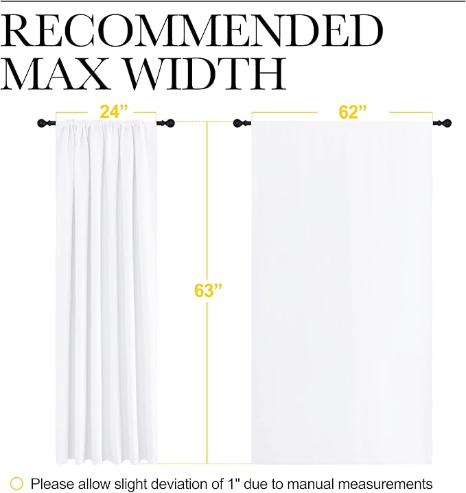 NICETOWN White Curtains, 50% Light Blocking Curtain Panels