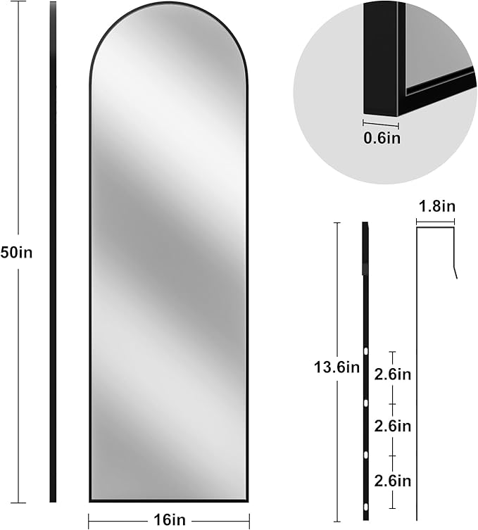 Rowjut Full Length Door Mirror, Wall Mounted Wall Mirrors, Cloakrooms
