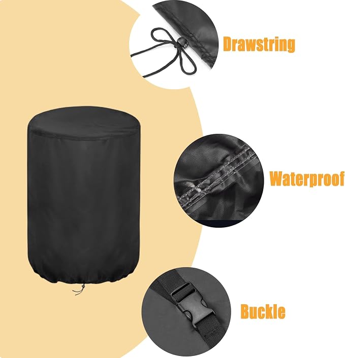 Smoker Cover Fit for INGRILL 3-in-1 Stainless Steel Smoker Barrel Grill, Waterproof Portable Charcoal BBQ Covers for Camping, Backyard & Home BBQ- 15.4" D x 29" W