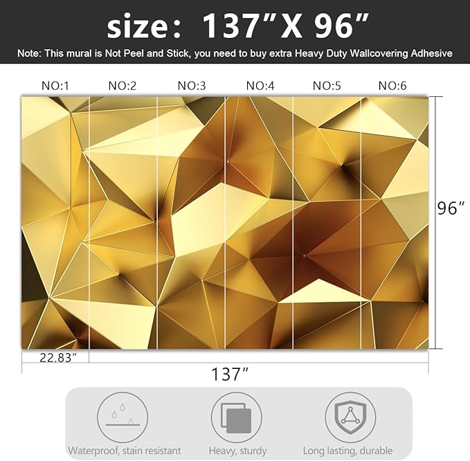 -3D Gold Geometry Fabric Wallpaper Living Room Bedroom Bathroom Modern Large